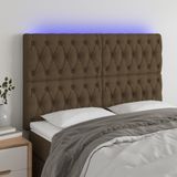 VidaXL Hoofdbord LED 144x7x118/128 cm - Stof Donkerbruin