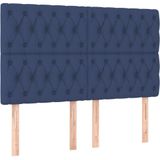 vidaXL Hoofdbord LED 144x7x118/128 cm stof blauw