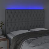 Led Kopfteil Hellgrau 160x7x118/128 cm Stoff Vidaxl