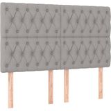 vidaXL - Hoofdbord - LED - 160x7x118/128 - cm - stof - lichtgrijs