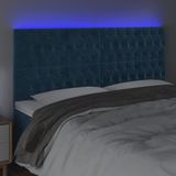 vidaXL - Hoofdbord - LED - 180x7x118/128 - cm - fluweel - donkerblauw