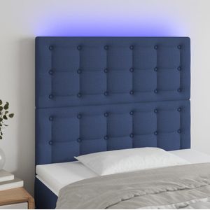 vidaXL LED Kopfteil Blau 80x5x118/128 cm Stoff