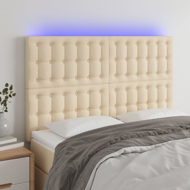 Led Kopfteil Creme 144x5x118/128 cm Stoff Vidaxl