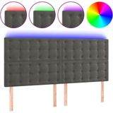 Led Kopfteil Dunkelgrau 160x5x118/128 cm Samt Vidaxl
