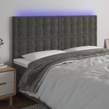 Led Kopfteil Dunkelgrau 160x5x118/128 cm Samt Vidaxl