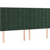 vidaXL LED Kopfteil Dunkelgrün 180x5x118/128 cm Samt