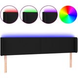 vidaXL LED Kopfteil Schwarz 163x16x78/88 cm Stoff