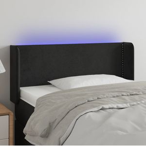 vidaXL Hoofdbord LED 103x16x78/88 cm fluweel zwart