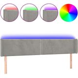 Led Kopfteil Hellgrau 163x16x78/88 cm Samt Vidaxl