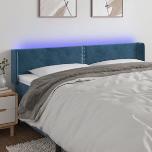vidaXL - Hoofdbord - LED - 183x16x78/ - cm - fluweel - donkerblauw