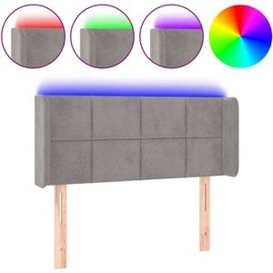 vidaXL - Hoofdbord - LED - 103x16x78/88 - cm - fluweel - lichtgrijs