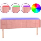 vidaXL Hoofdbord LED 163x16x78/88 cm fluweel roze