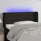 VidaXL Hoofdbord LED 93x16x78/88 cm Stof Zwart
