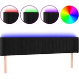vidaXL LED Kopfteil Schwarz 163x16x78/88 cm Samt