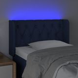 vidaXL Hoofdbord LED 83x16x78/88 cm stof blauw