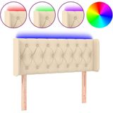 vidaXL Hoofdbord LED 93x16x78/88 cm stof crèmekleurig