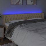 vidaXL - Hoofdbord - LED - 183x16x78/88 - cm - stof - crèmekleurig
