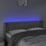 vidaXL LED Kopfteil Hellgrau 147x16x78/88 cm Samt