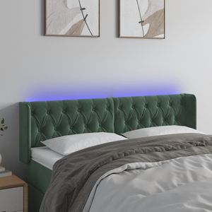 vidaXL - Hoofdbord - LED - 147x16x78/ - cm - fluweel - donkergroen