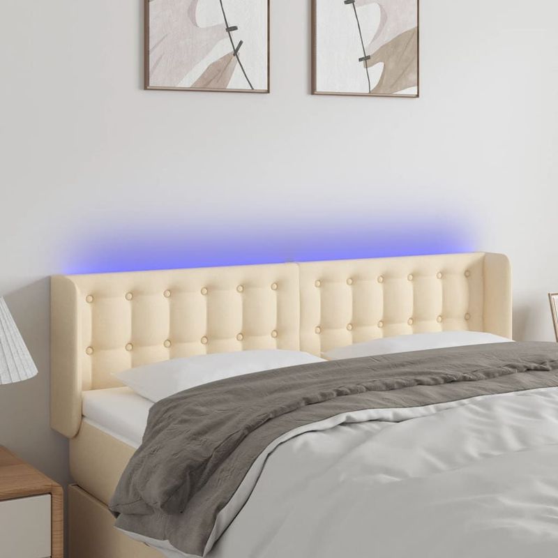 Led Kopfteil Creme 147x16x78/88 cm Stoff Vidaxl
