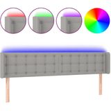 vidaXL LED Kopfteil Hellgrau 163x16x78/88 cm Stoff
