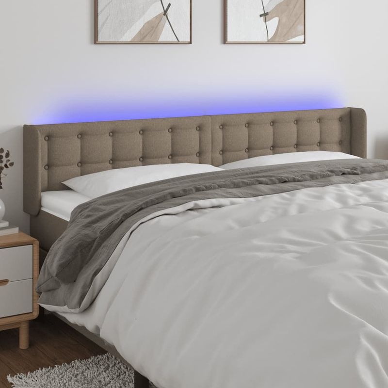 Led Kopfteil Taupe 163x16x78/88 cm Stoff Vidaxl