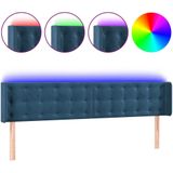 vidaXL Hoofdbord LED 183x16x78/88 cm fluweel donkerblauw