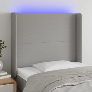 vidaXL LED Kopfteil Hellgrau 83x16x118/128 cm Stoff
