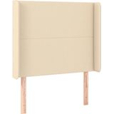 vidaXL Hoofdbord LED 93x16x118/128 cm stof crèmekleurig