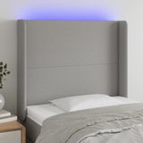 vidaXL LED Kopfteil Hellgrau 103x16x118/128 cm Stoff