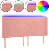 vidaXL - Hoofdbord - LED - 163x16x118/128 - cm - fluweel - roze