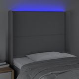 vidaXL Hoofdbord LED 83x16x118/128 cm stof lichtgrijs