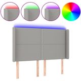 Led Kopfteil Hellgrau 147x16x118/128 cm Stoff Vidaxl