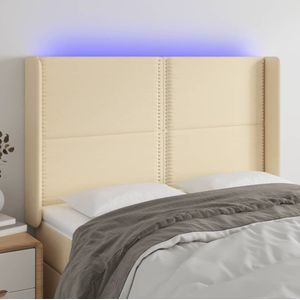 Led Kopfteil Creme 147x16x118/128 cm Stoff Vidaxl