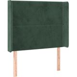 vidaXL Hoofdbord LED 93x16x118/128 cm fluweel donkergroen