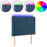 vidaXL - Hoofdbord - LEDx16x118/ - cm - fluweel - donkerblauw