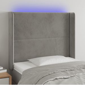 VidaXL Hoofdbord LED 103x16x118/128 cm Fluweel Lichtgrijs