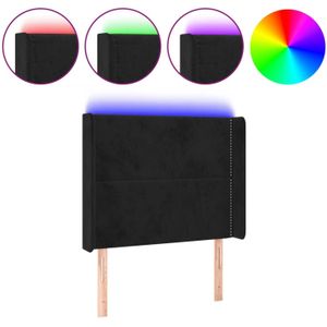 vidaXL - Hoofdbord - LED - 103x16x118/ - cm - fluweel - zwart
