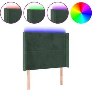 vidaXL Hoofdbord LED 103x16x118/128 cm fluweel donkergroen