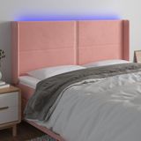 vidaXL - Hoofdbord - LED - 163x16x118/128 - cm - fluweel - roze