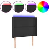 vidaXL LED Kopfteil Schwarz 83x16x118/128 cm Kunstleder