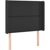 vidaXL LED Kopfteil Schwarz 93x16x118/128 cm Kunstleder