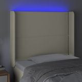vidaXL Hoofdbord LED 103x16x118/128 cm kunstleer crèmekleurig