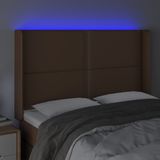 vidaXL Hoofdbord LED 147x16x118/128 cm kunstleer bruin