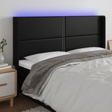 Led Kopfteil Schwarz 183x16x118/128 cm Kunstleder Vidaxl