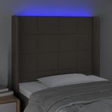 vidaXL LED Kopfteil Taupe 83x16x118/128 cm Stoff