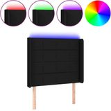 vidaXL LED Kopfteil Schwarz 93x16x118/128 cm Stoff