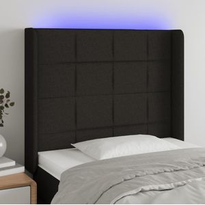 vidaXL LED Kopfteil Schwarz 93x16x118/128 cm Stoff
