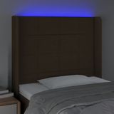 vidaXL LED Kopfteil Dunkelbraun 103x16x118/128 cm Stoff