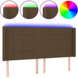 vidaXL LED Kopfteil Dunkelbraun 203x16x118/128 cm Stoff
